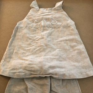 Baby girls linen outfit made in France 9mnths, EUC